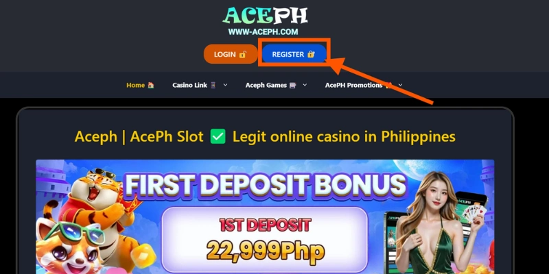 Access the Aceph homepage to registering for an account